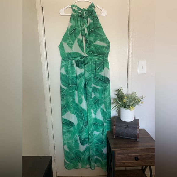 Apricot Lane Vibrant‎ Green Leaf Dress women size large - Picture 6 of 13